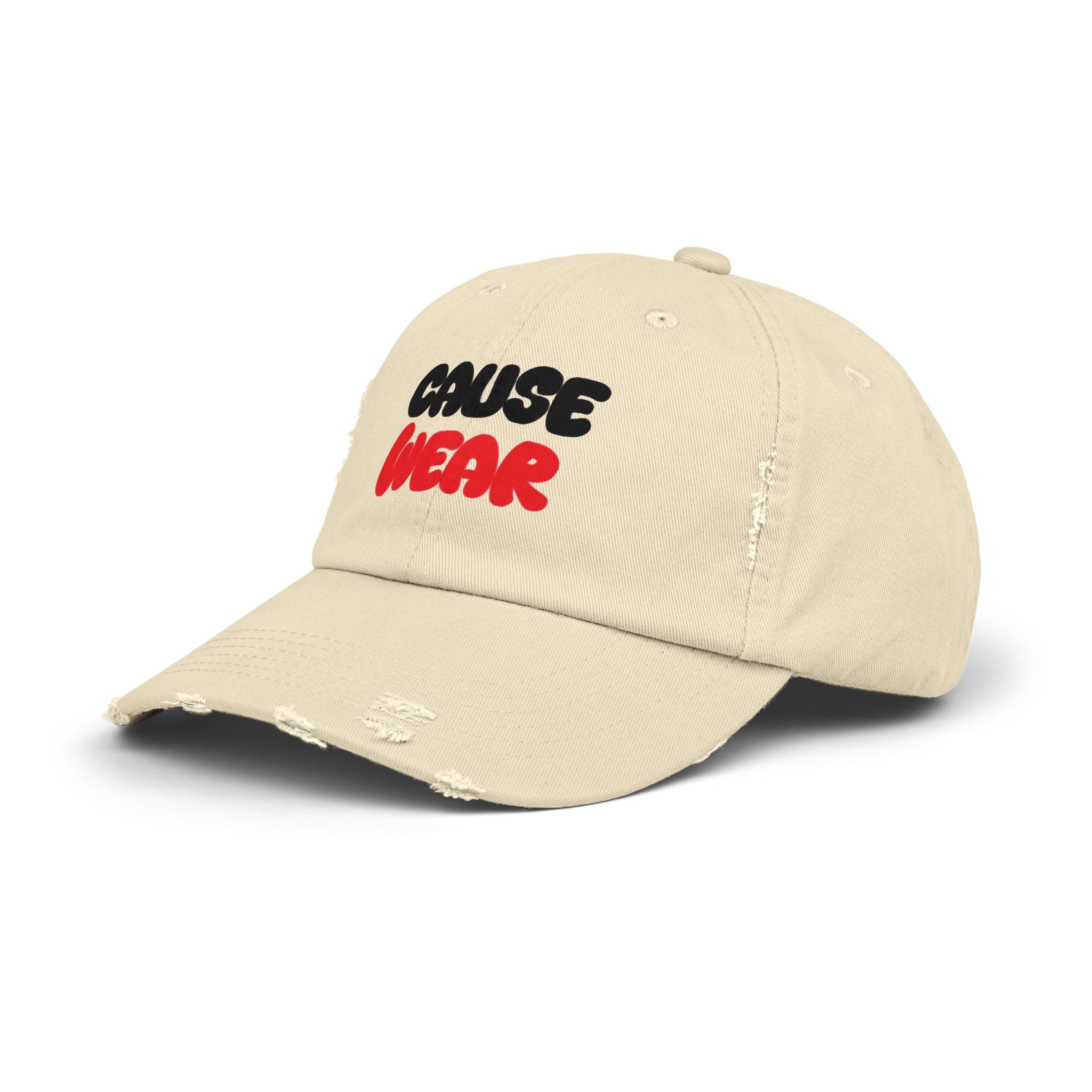 Cause Wear Distressed Baseball Cap — Retro Bold Script Hat