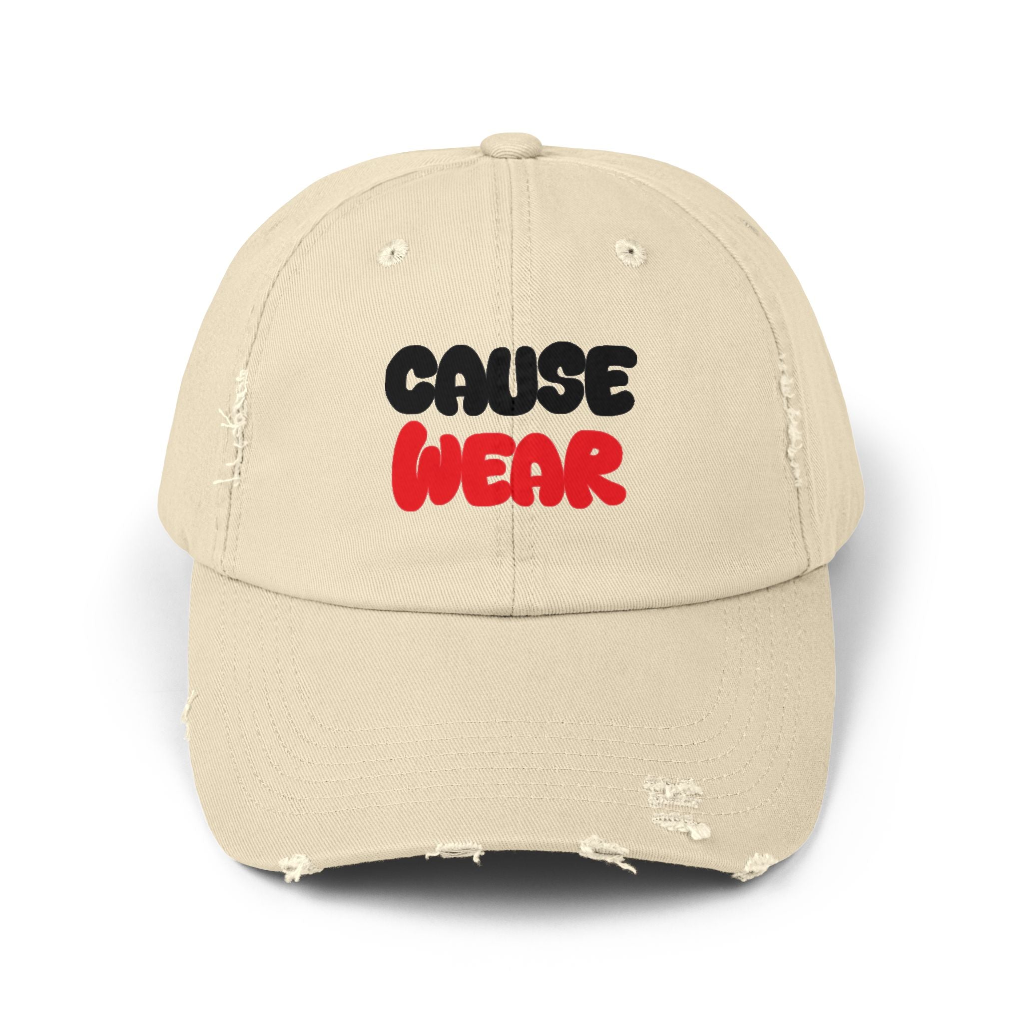 Cause Wear Distressed Baseball Cap — Retro Bold Script Hat