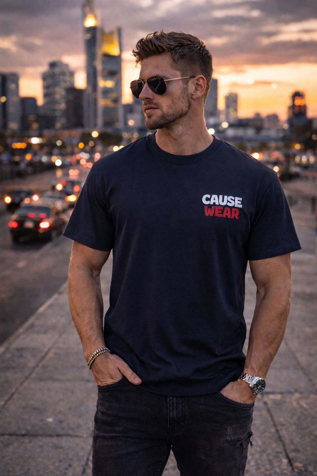 Cause Wear Chest Logo Tee — Oversized Boxy T-Shirt