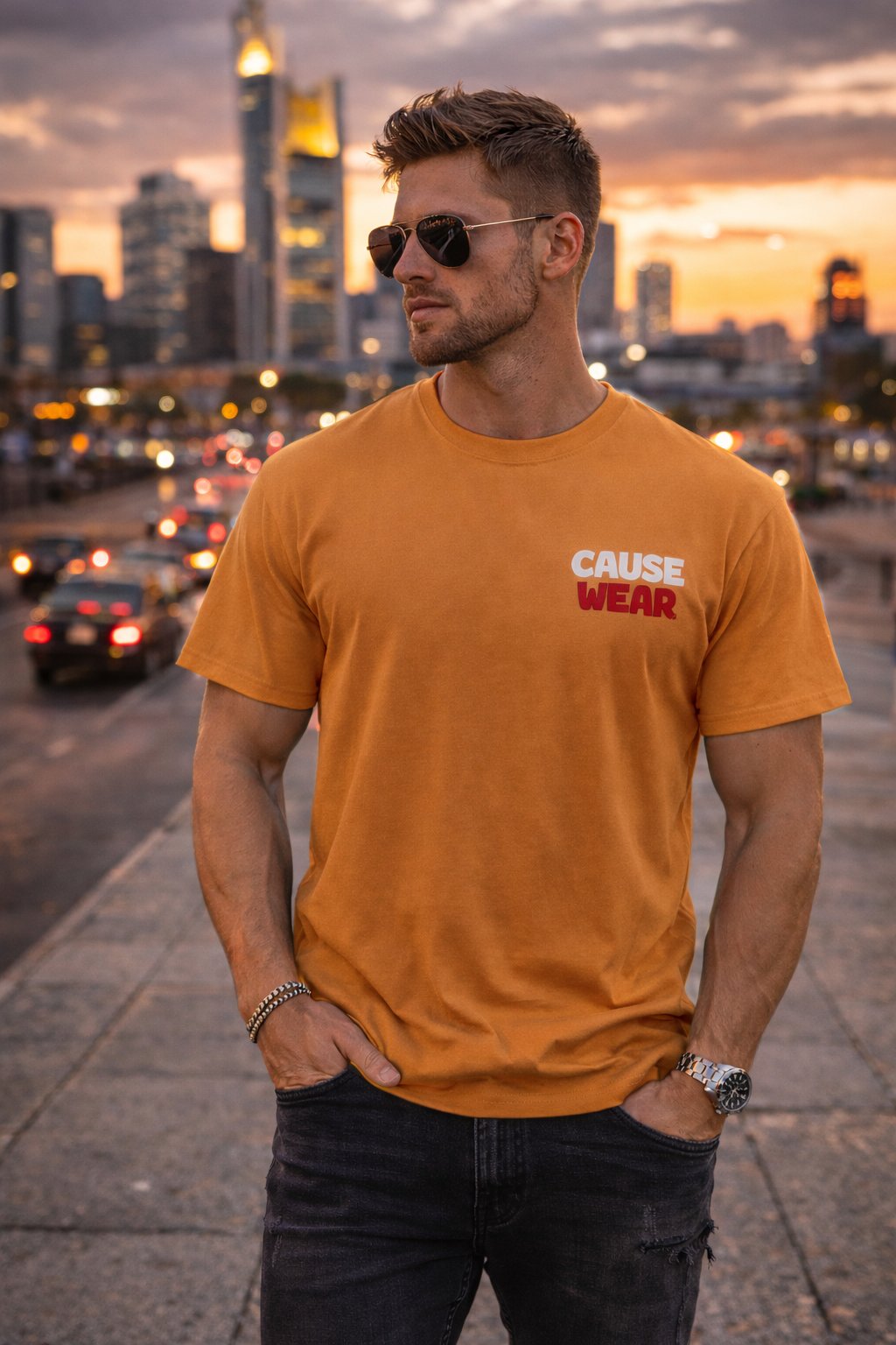 Cause Wear Chest Logo Tee — Oversized Boxy T-Shirt