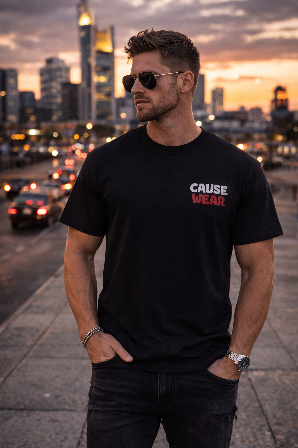 Cause Wear Chest Logo Tee — Oversized Boxy T-Shirt