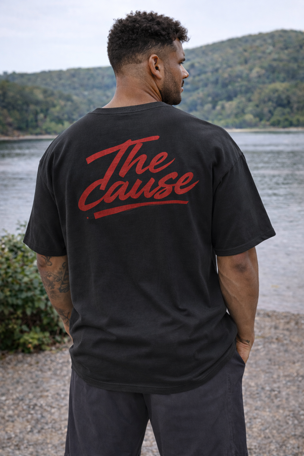 The Cause Oversized Tee — Vintage Script Back Graphic Men's T-Shirt