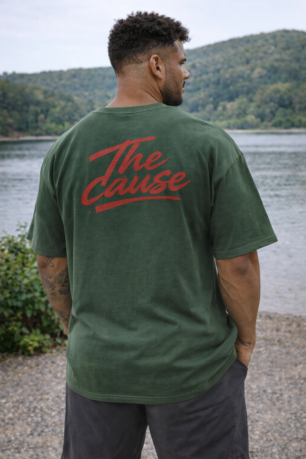 The Cause Oversized Tee — Vintage Script Back Graphic Men's T-Shirt