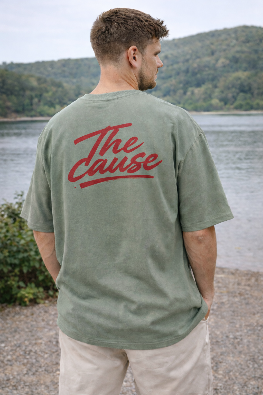 The Cause Oversized Tee — Vintage Script Back Graphic Men's T-Shirt
