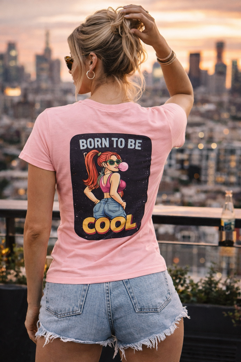 Born to Be Cool Women's Cotton Tee — Retro Pinup Graphic Shirt