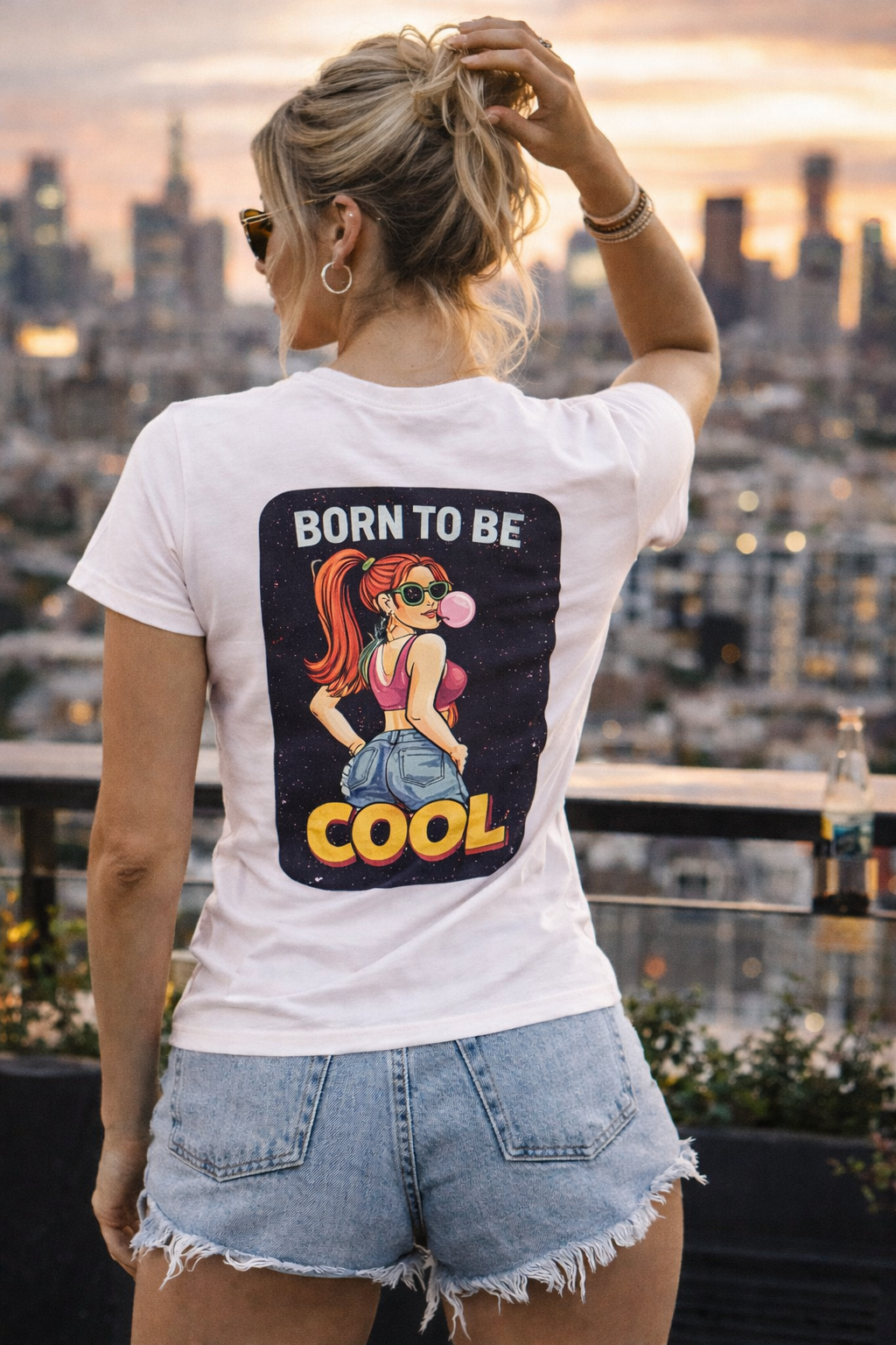 Born to Be Cool Women's Cotton Tee — Retro Pinup Graphic Shirt