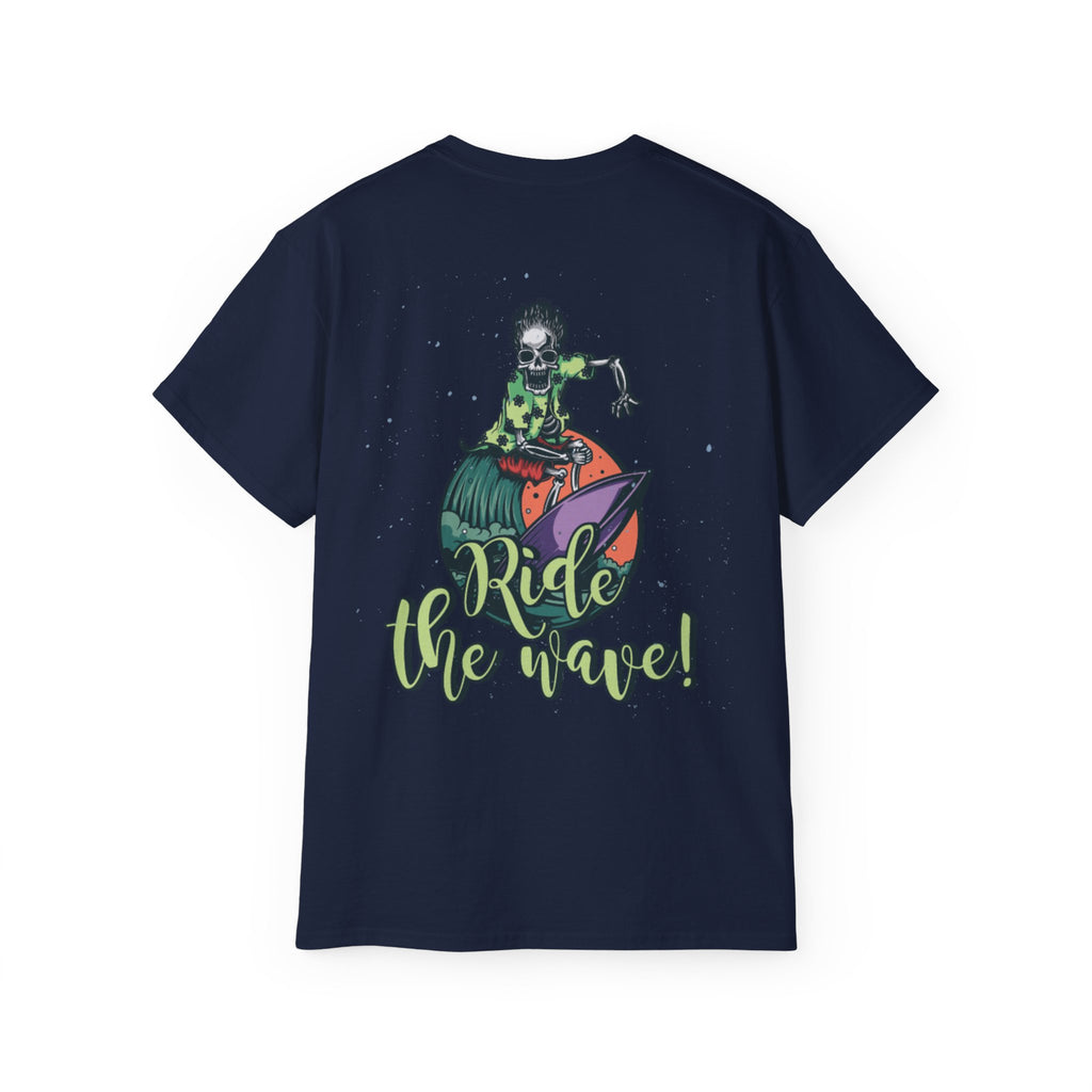 Ride the Wave Skull Surf T-Shirt — 'Cause I Wear' Graphic Tee