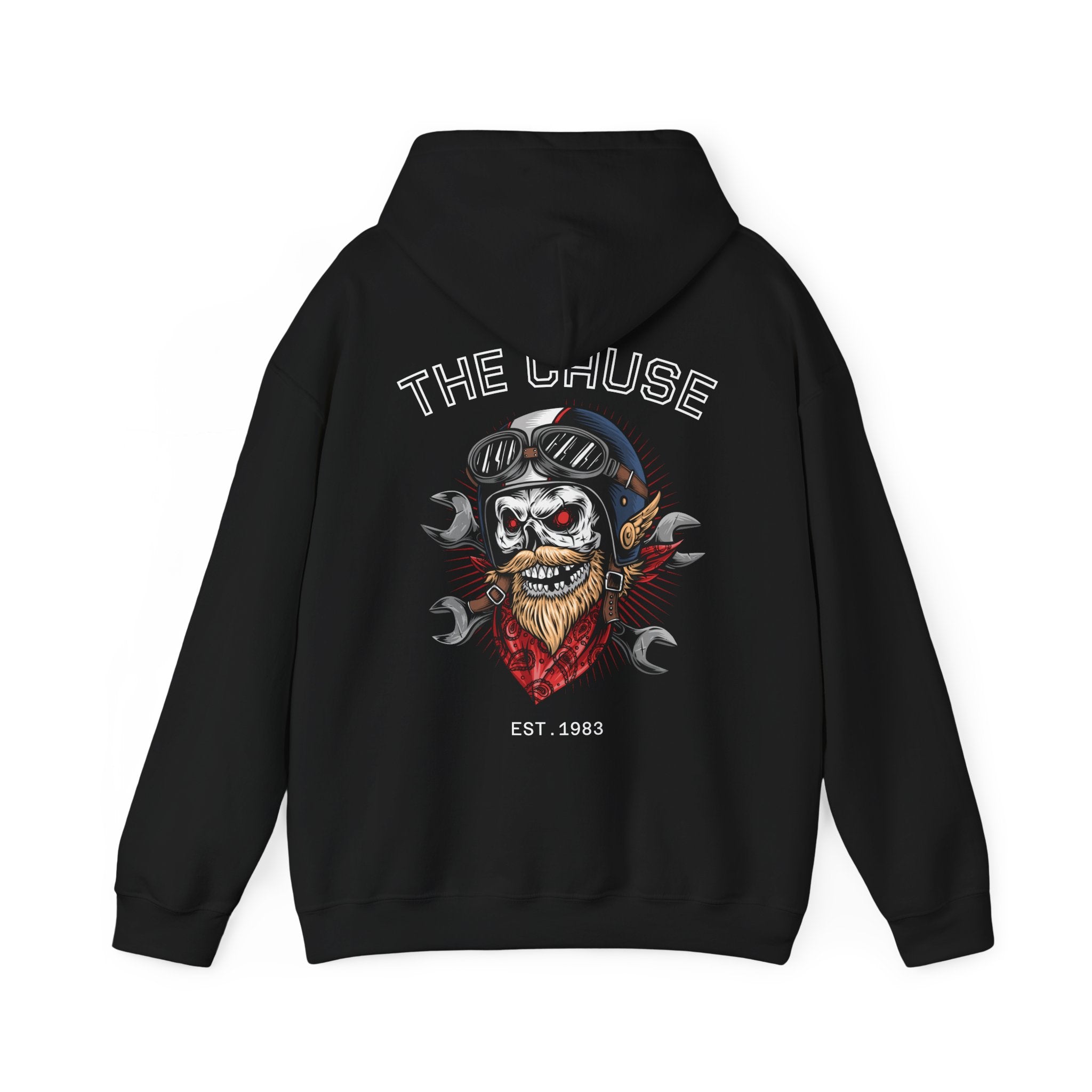 Skull Mechanic Hoodie – "The Chase" Biker Pullover with Wrenches & Goggles