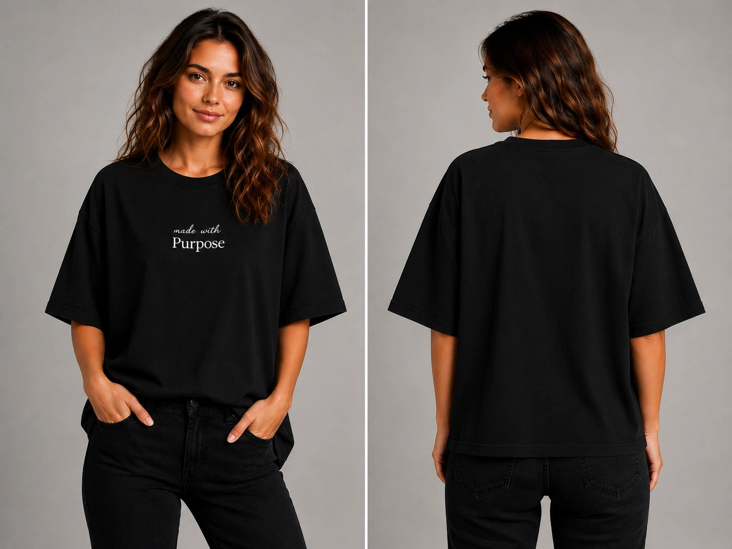Black oversized T-shirt with short sleeves and small chest logo print