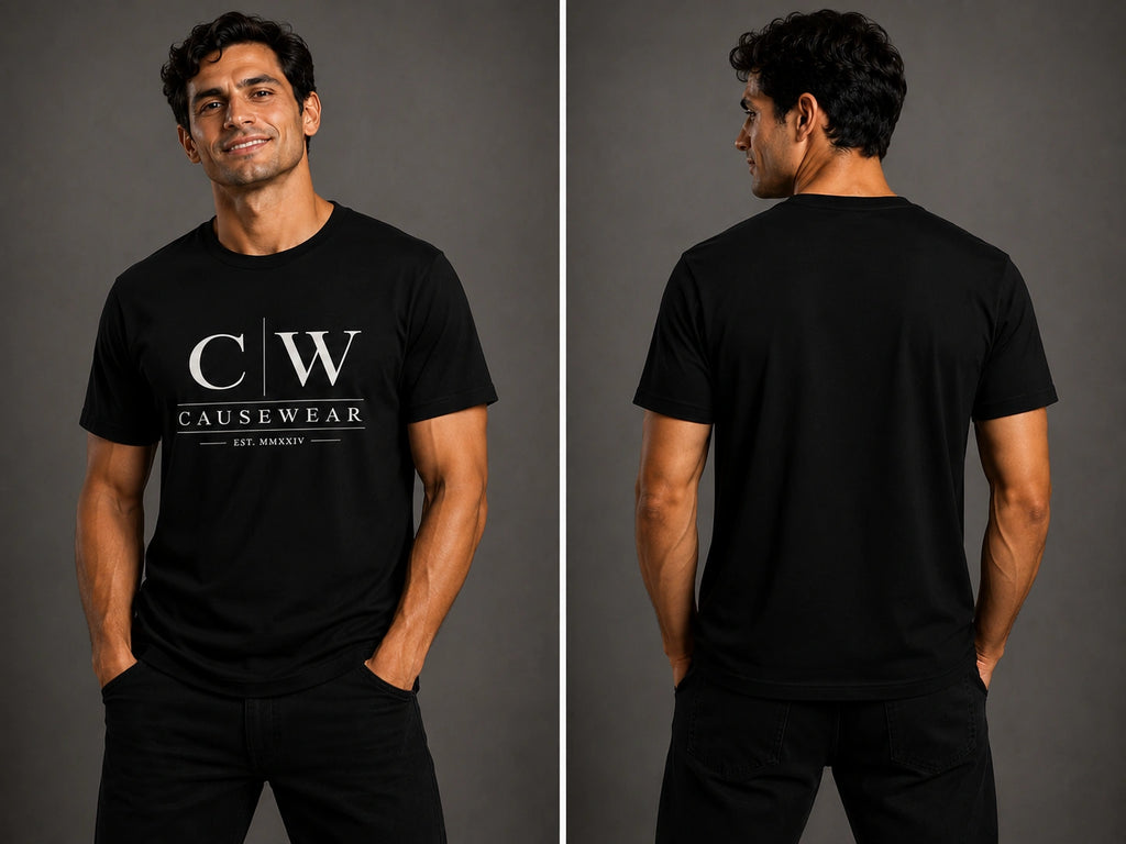 Black crew T-shirt with C|W logo on the chest, short sleeves