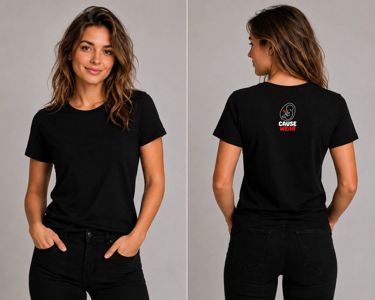 IVF Hope black T-shirt, short-sleeve crew neck; small back logo graphic
