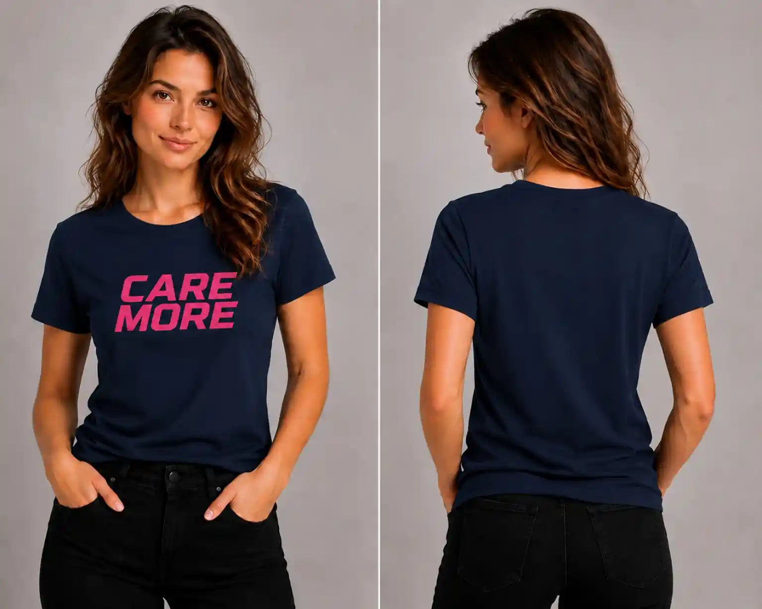 Navy crew-neck T-shirt with short sleeves and back logo print