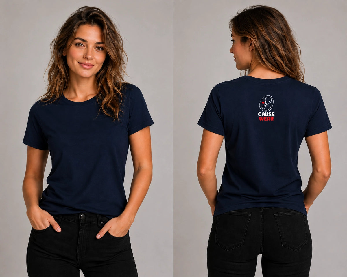 IVF Hope navy T-shirt, short-sleeve crew neck; small back graphic
